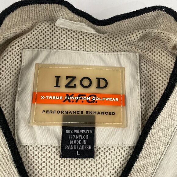 Vintage Izod Mens Golf Pullover Windbreaker Beige Size Large Outdoor Hiking - Picture 3 of 15